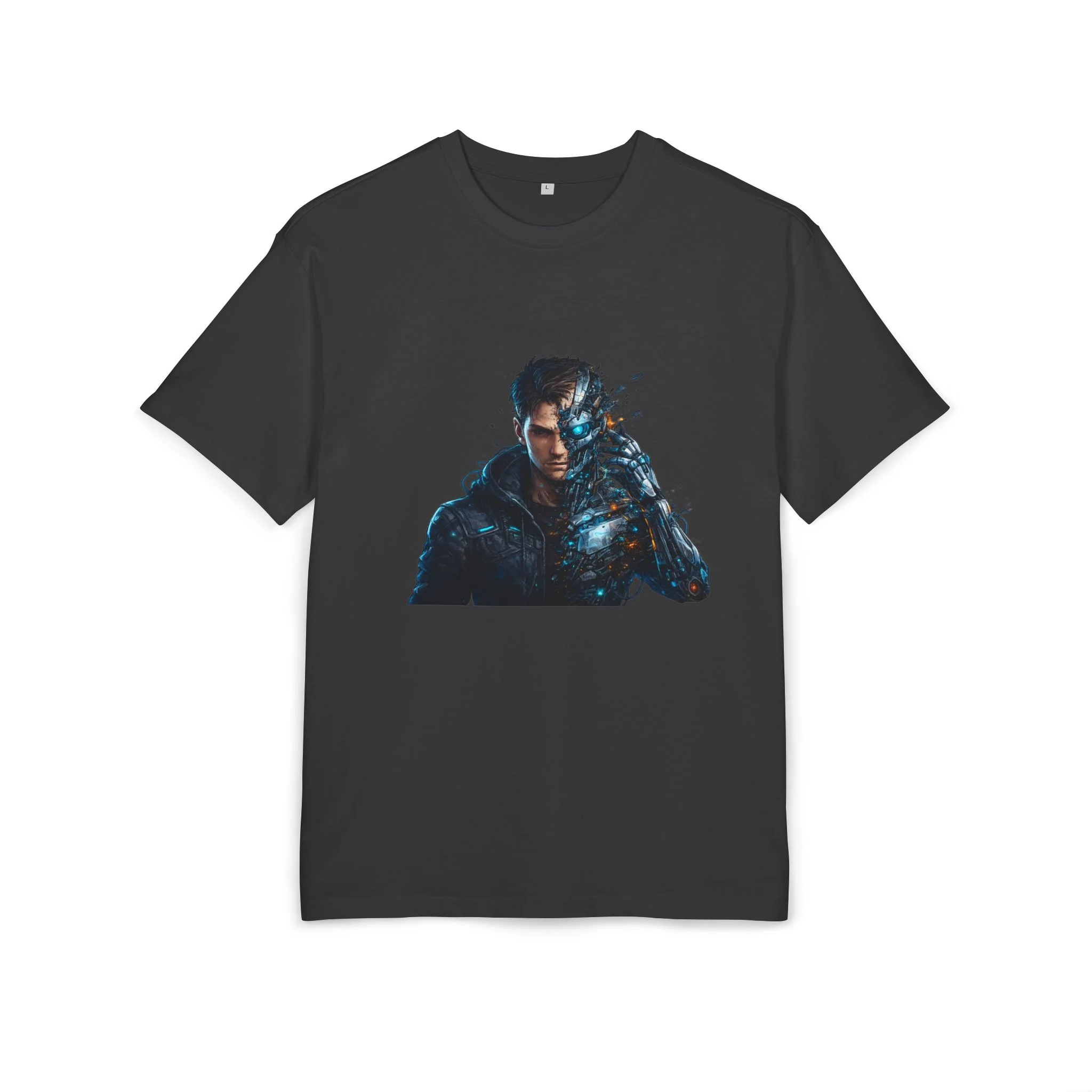 „Člověk se mění v robota – design“ - Cyberpunk Warrior T‑Shirt — Futuristic Sci‑Fi Graphic Tee - Obrázek 13