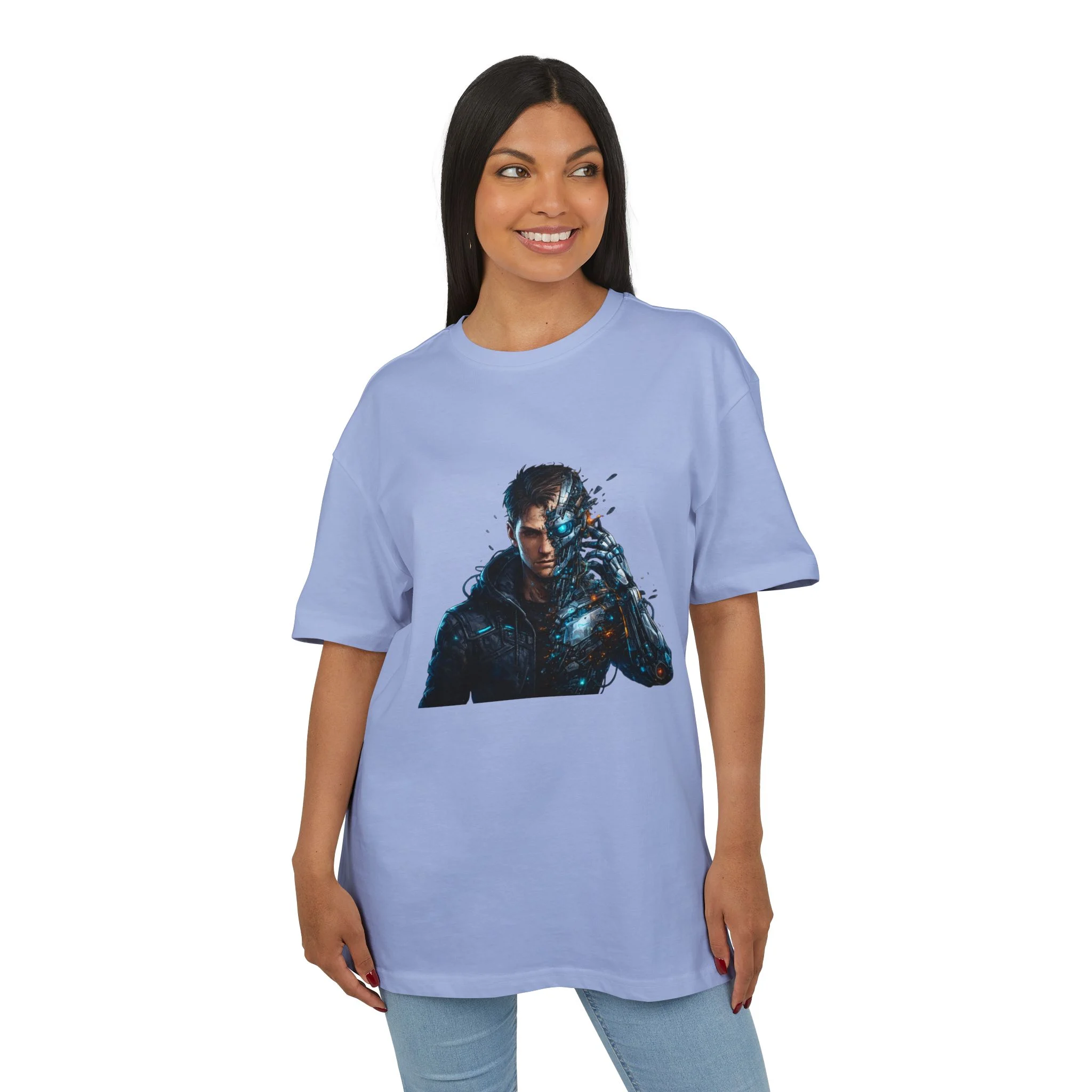 „Člověk se mění v robota – design“ - Cyberpunk Warrior T‑Shirt — Futuristic Sci‑Fi Graphic Tee - Obrázek 31