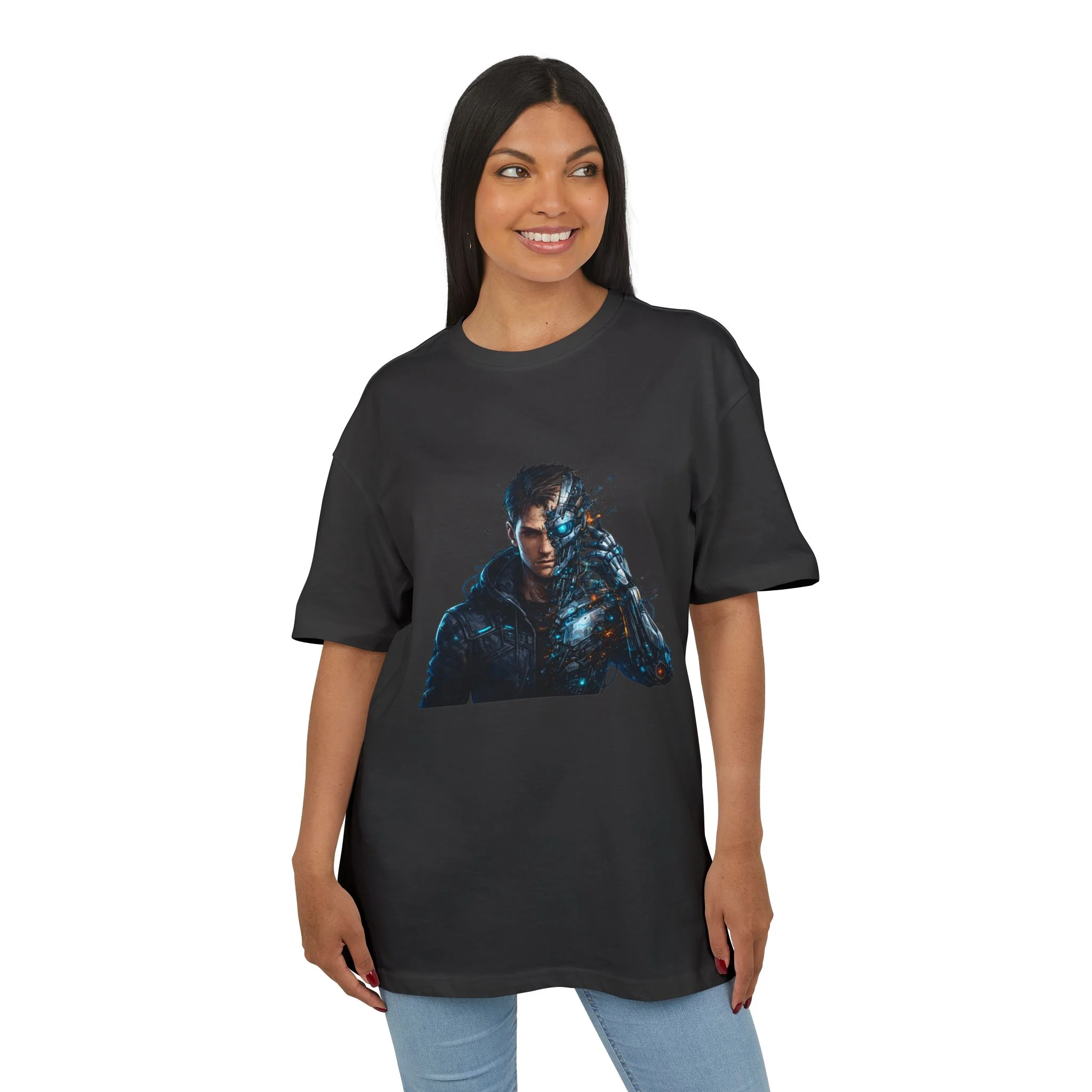 „Člověk se mění v robota – design“ - Cyberpunk Warrior T‑Shirt — Futuristic Sci‑Fi Graphic Tee - Obrázek 15