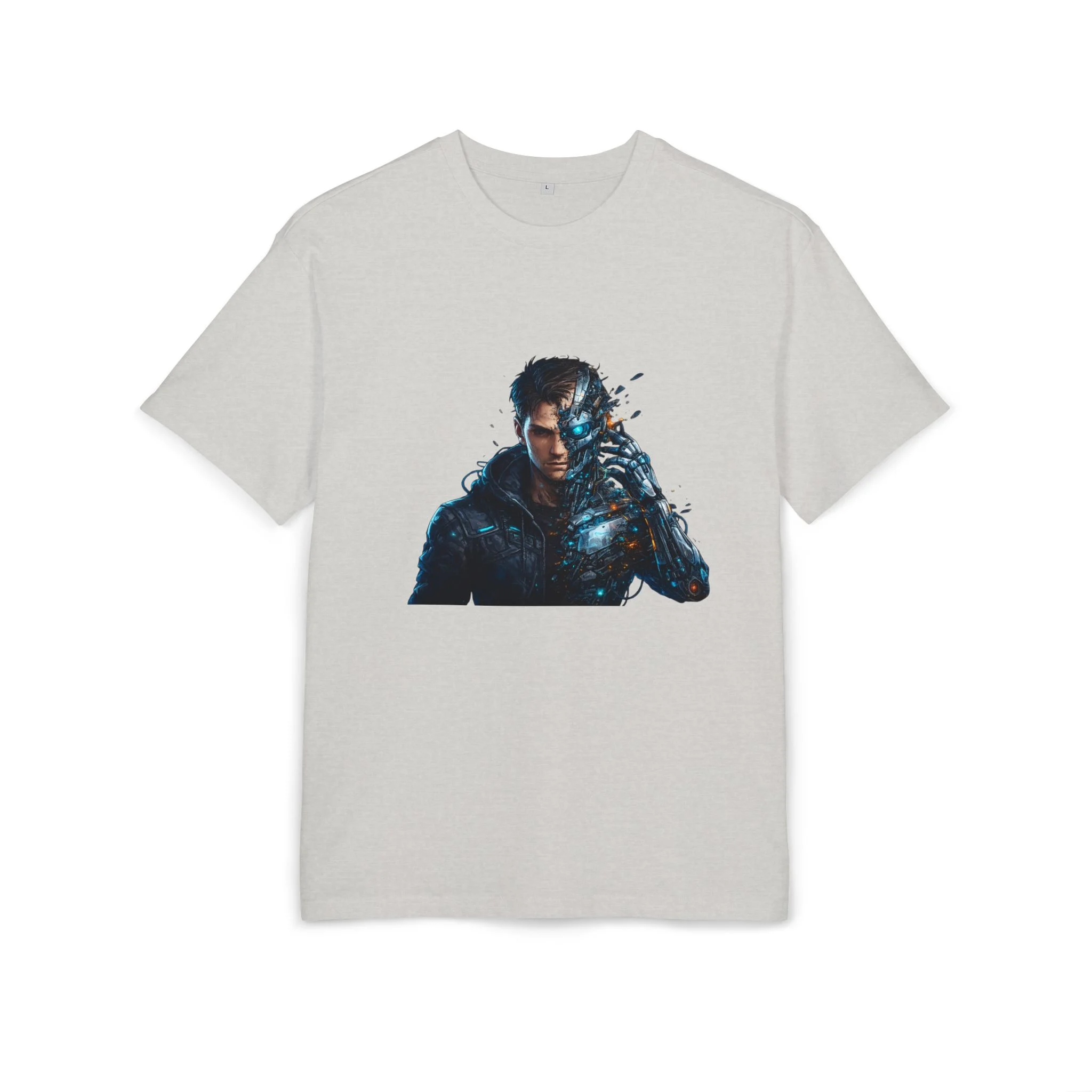 „Člověk se mění v robota – design“ - Cyberpunk Warrior T‑Shirt — Futuristic Sci‑Fi Graphic Tee - Obrázek 5