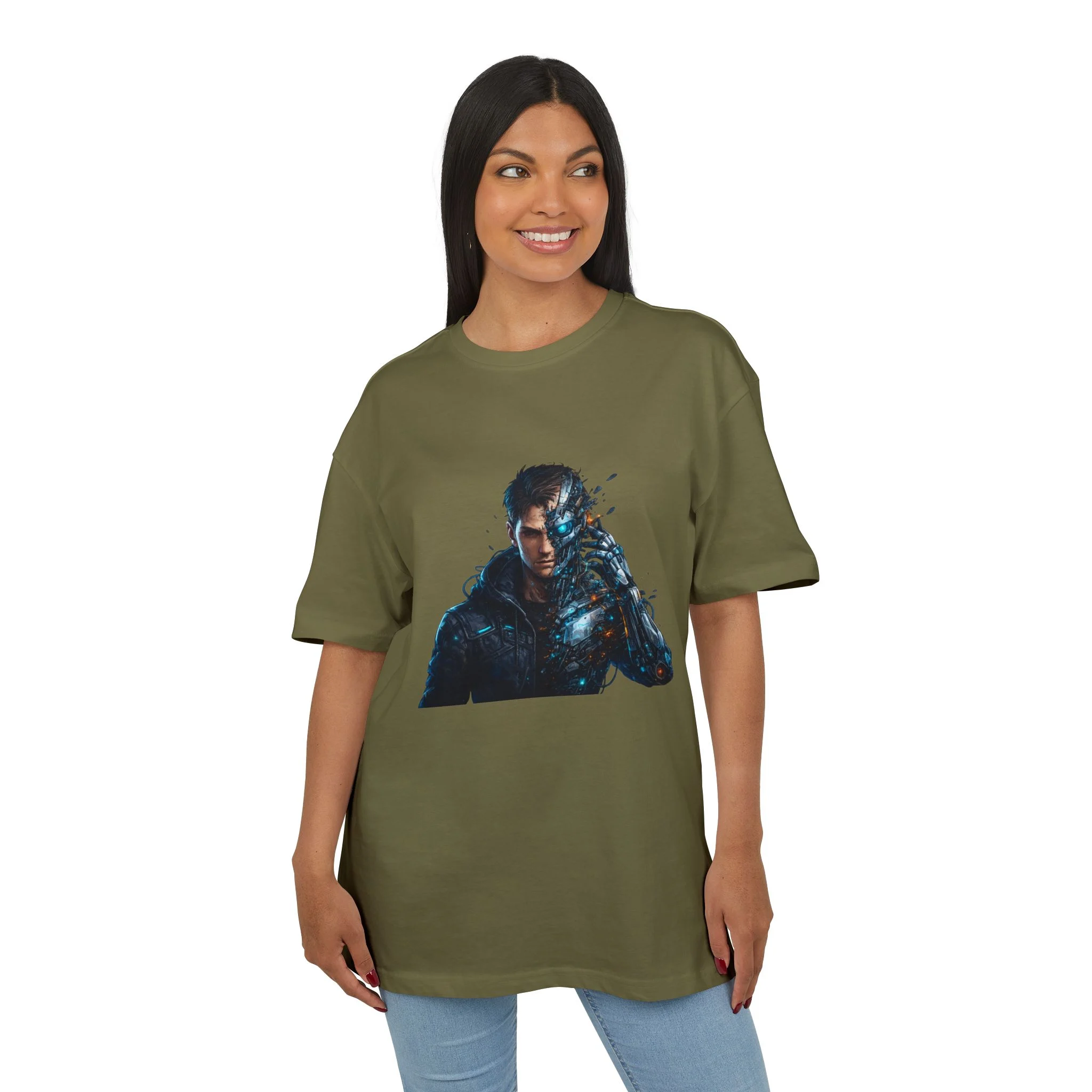 „Člověk se mění v robota – design“ - Cyberpunk Warrior T‑Shirt — Futuristic Sci‑Fi Graphic Tee - Obrázek 27