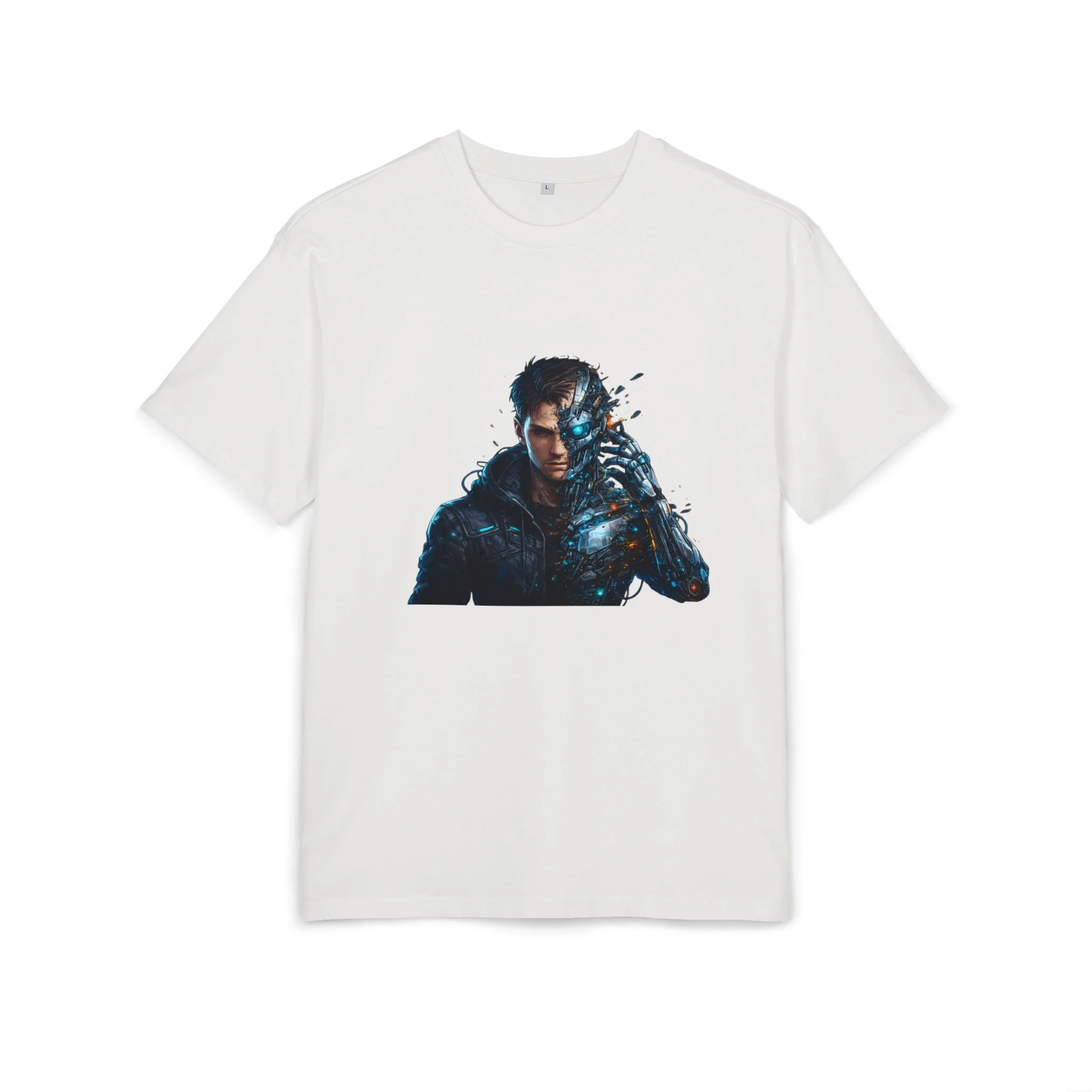 „Člověk se mění v robota – design“ - Cyberpunk Warrior T‑Shirt — Futuristic Sci‑Fi Graphic Tee - Obrázek 21