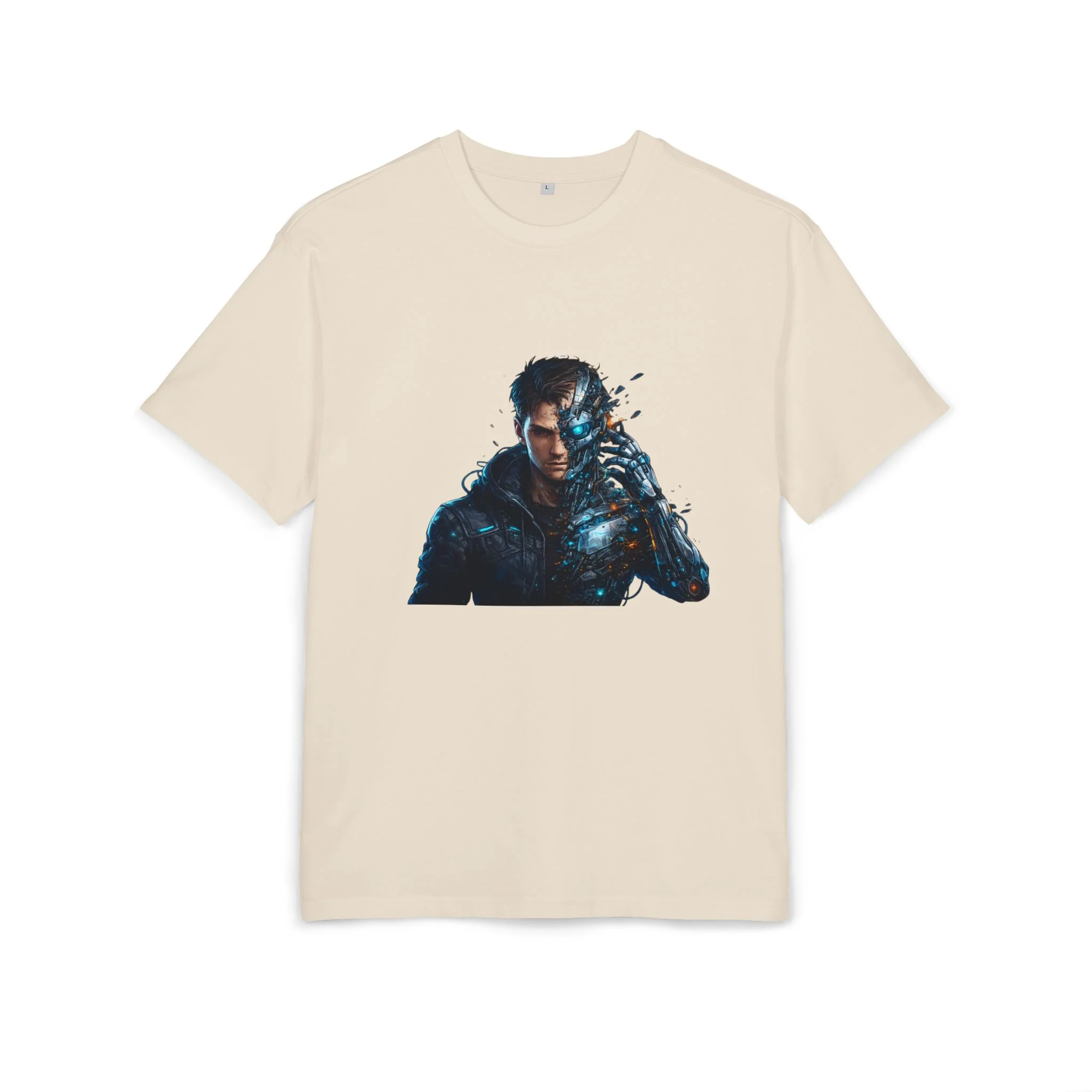 „Člověk se mění v robota – design“ - Cyberpunk Warrior T‑Shirt — Futuristic Sci‑Fi Graphic Tee - Obrázek 17