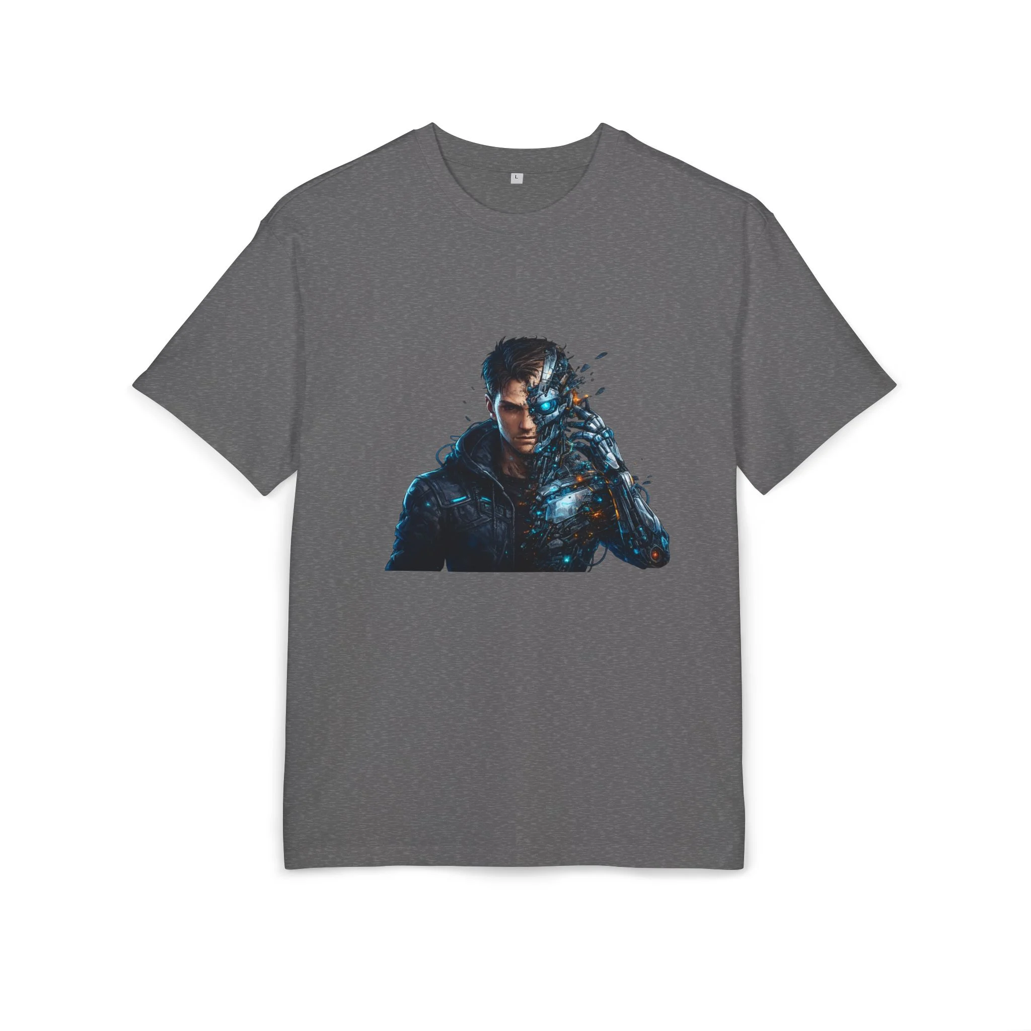 „Člověk se mění v robota – design“ - Cyberpunk Warrior T‑Shirt — Futuristic Sci‑Fi Graphic Tee - Obrázek 9