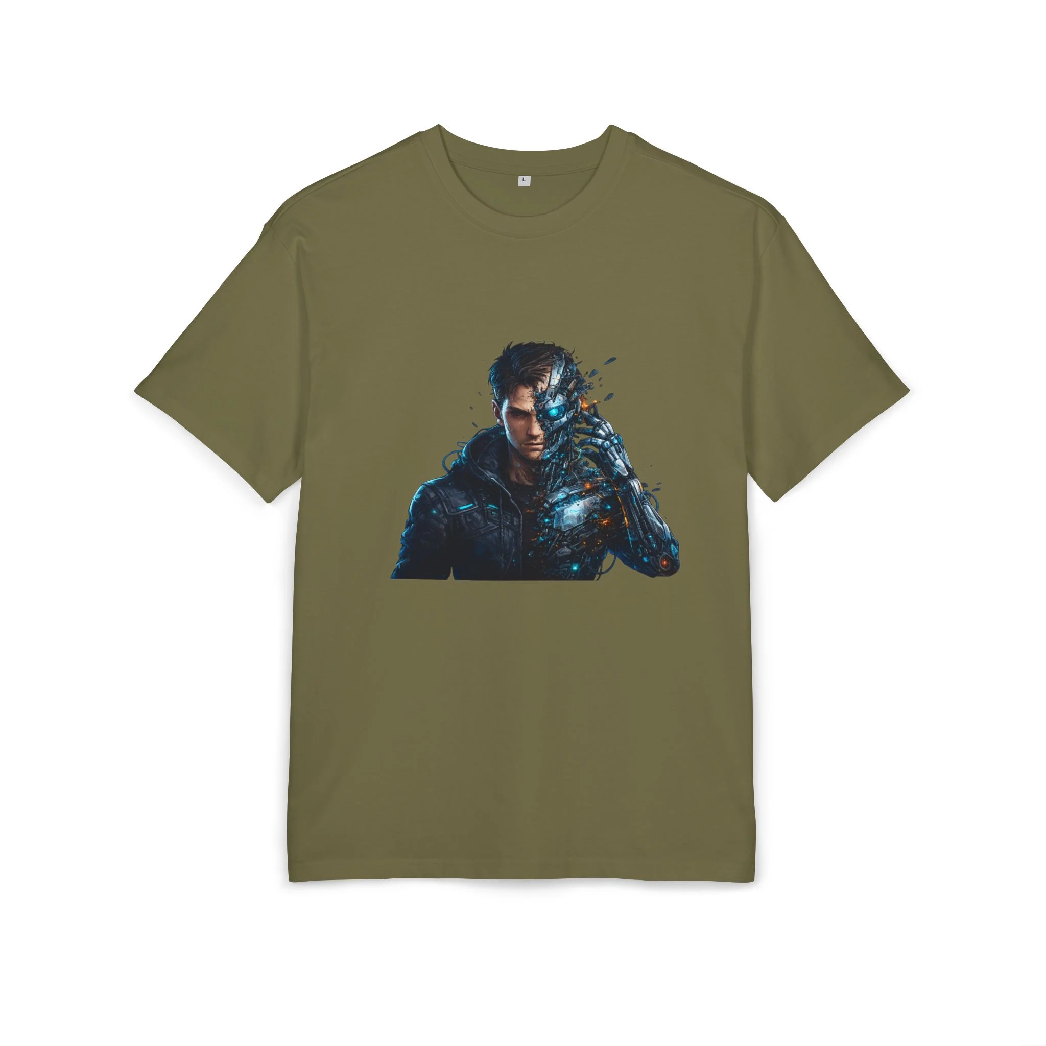 „Člověk se mění v robota – design“ - Cyberpunk Warrior T‑Shirt — Futuristic Sci‑Fi Graphic Tee - Obrázek 25