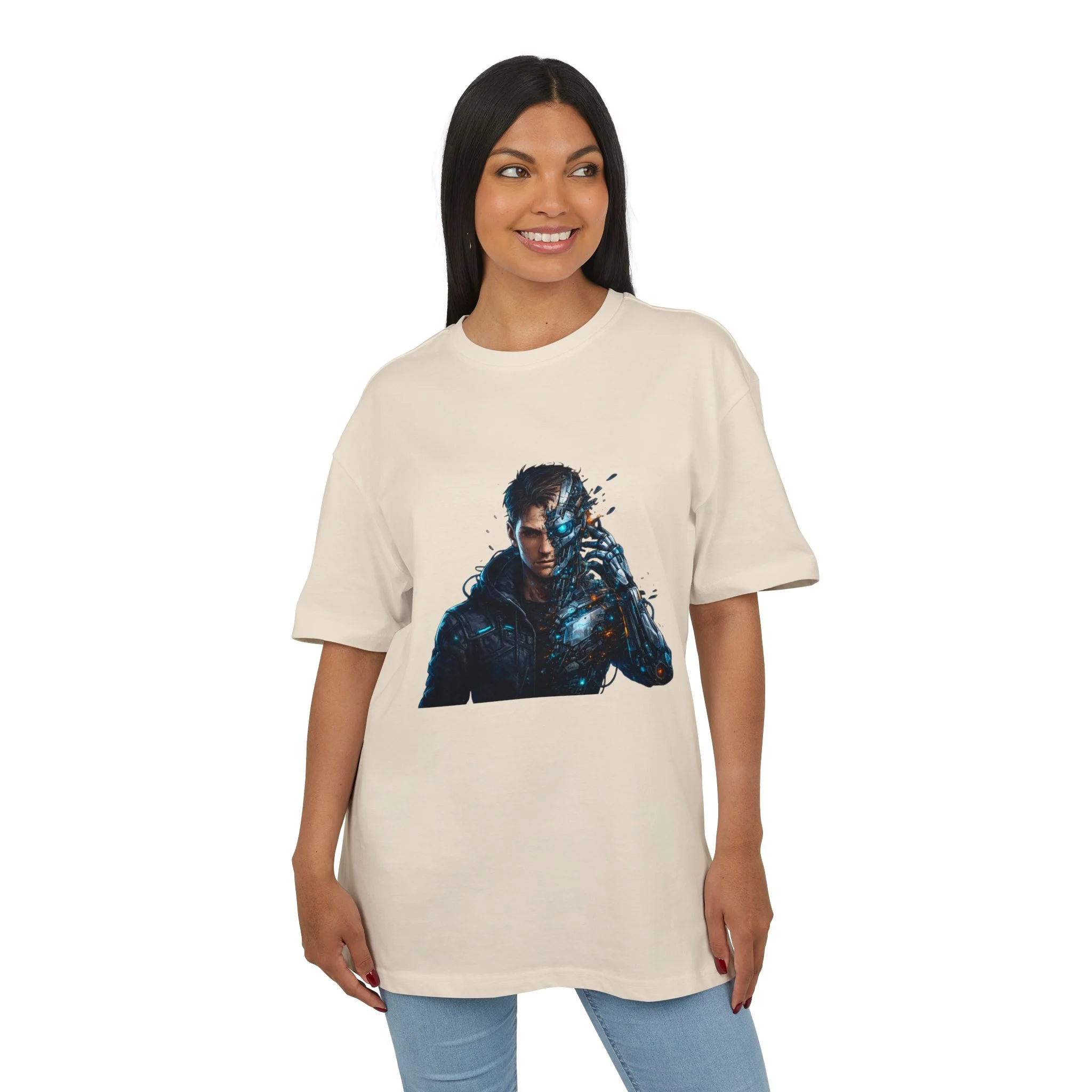 „Člověk se mění v robota – design“ - Cyberpunk Warrior T‑Shirt — Futuristic Sci‑Fi Graphic Tee - Obrázek 19