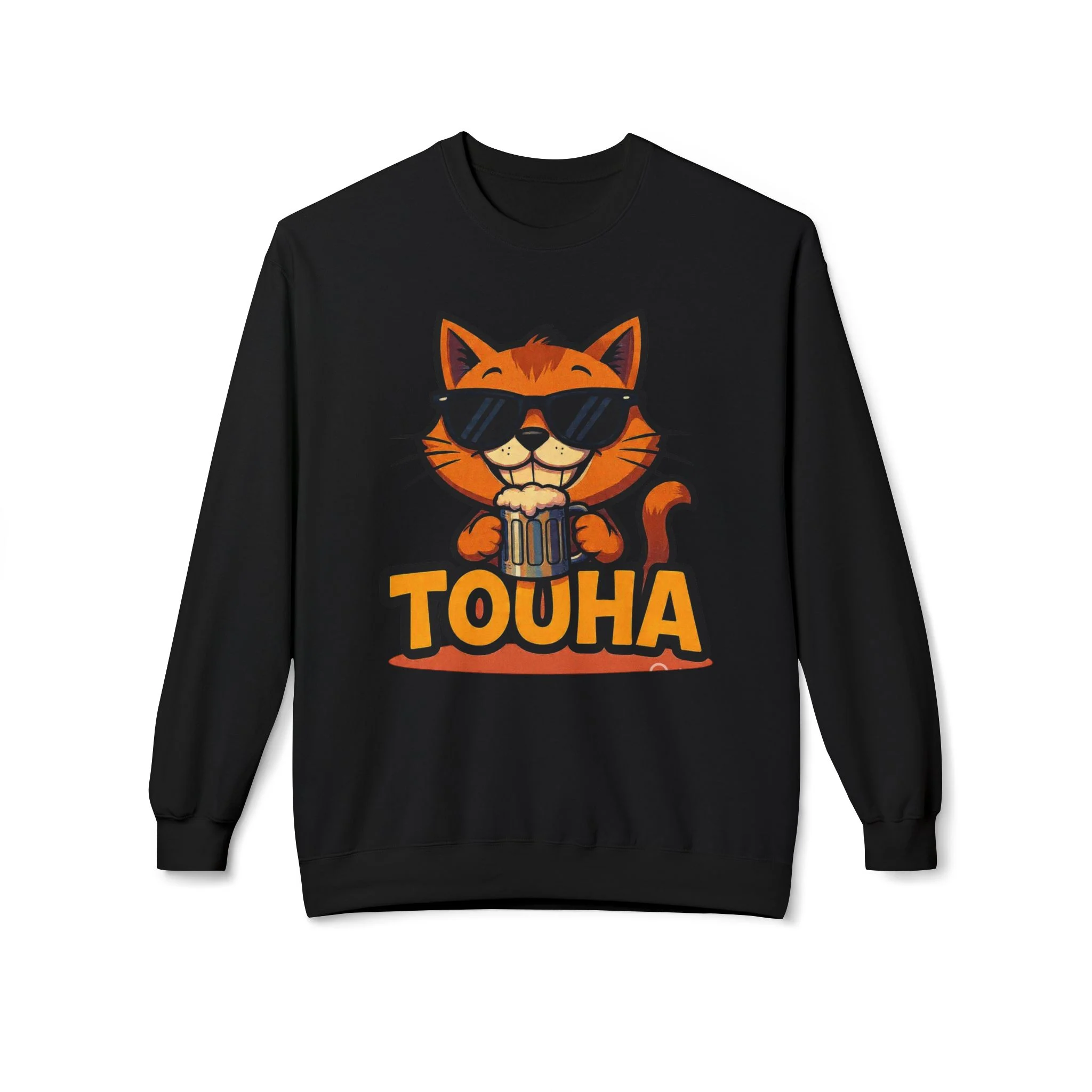 Touha Cat Crewneck Sweatshirt — Cute Sunglasses Cat Graphic - Obrázek 5