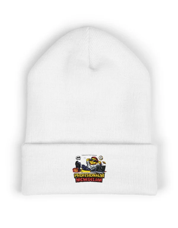Profesionální nic nedělání - vtipná zimní čepice                Embroidered Skate Skull Cuffed Beanie — Retro Skatepark Winter Hat