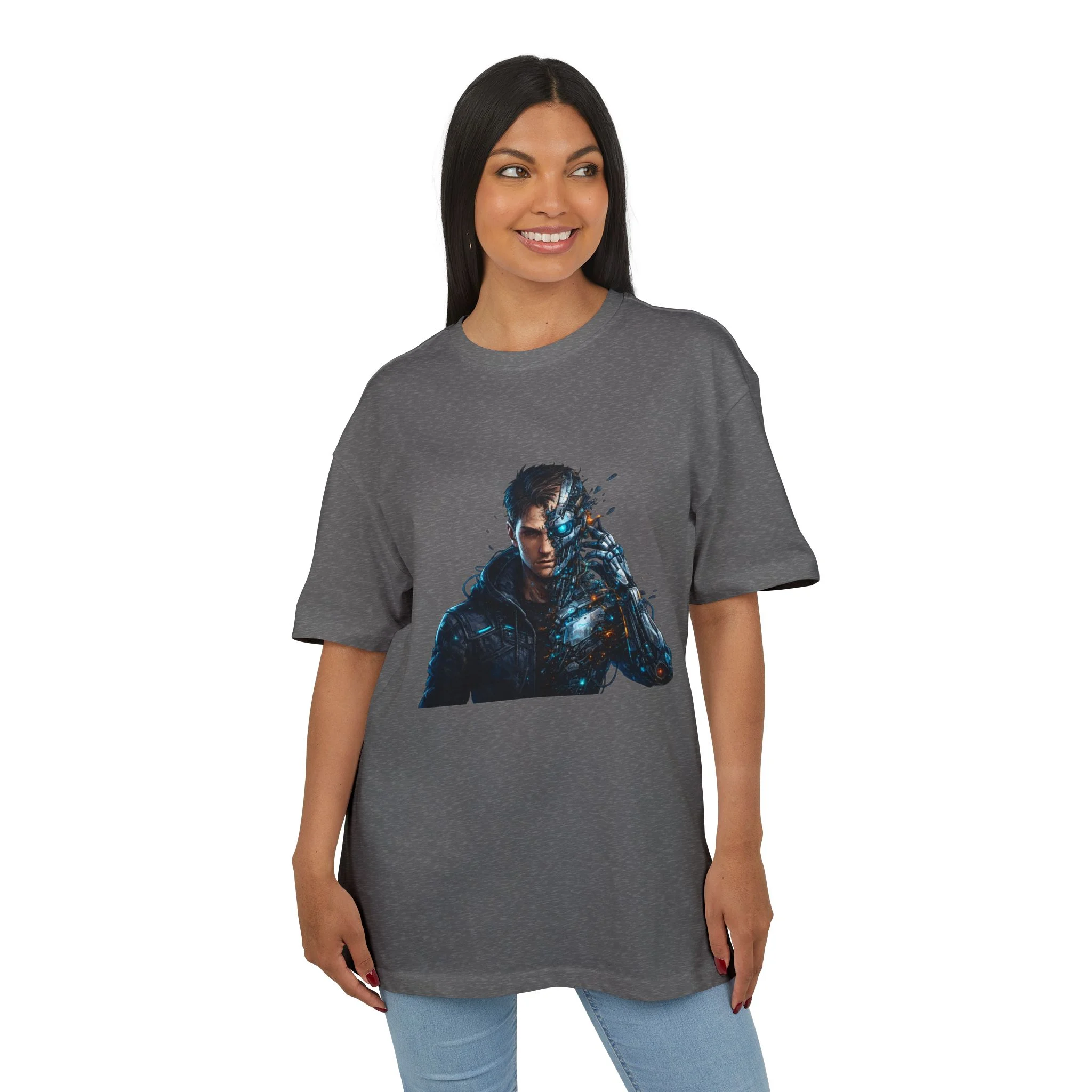 „Člověk se mění v robota – design“ - Cyberpunk Warrior T‑Shirt — Futuristic Sci‑Fi Graphic Tee - Obrázek 11