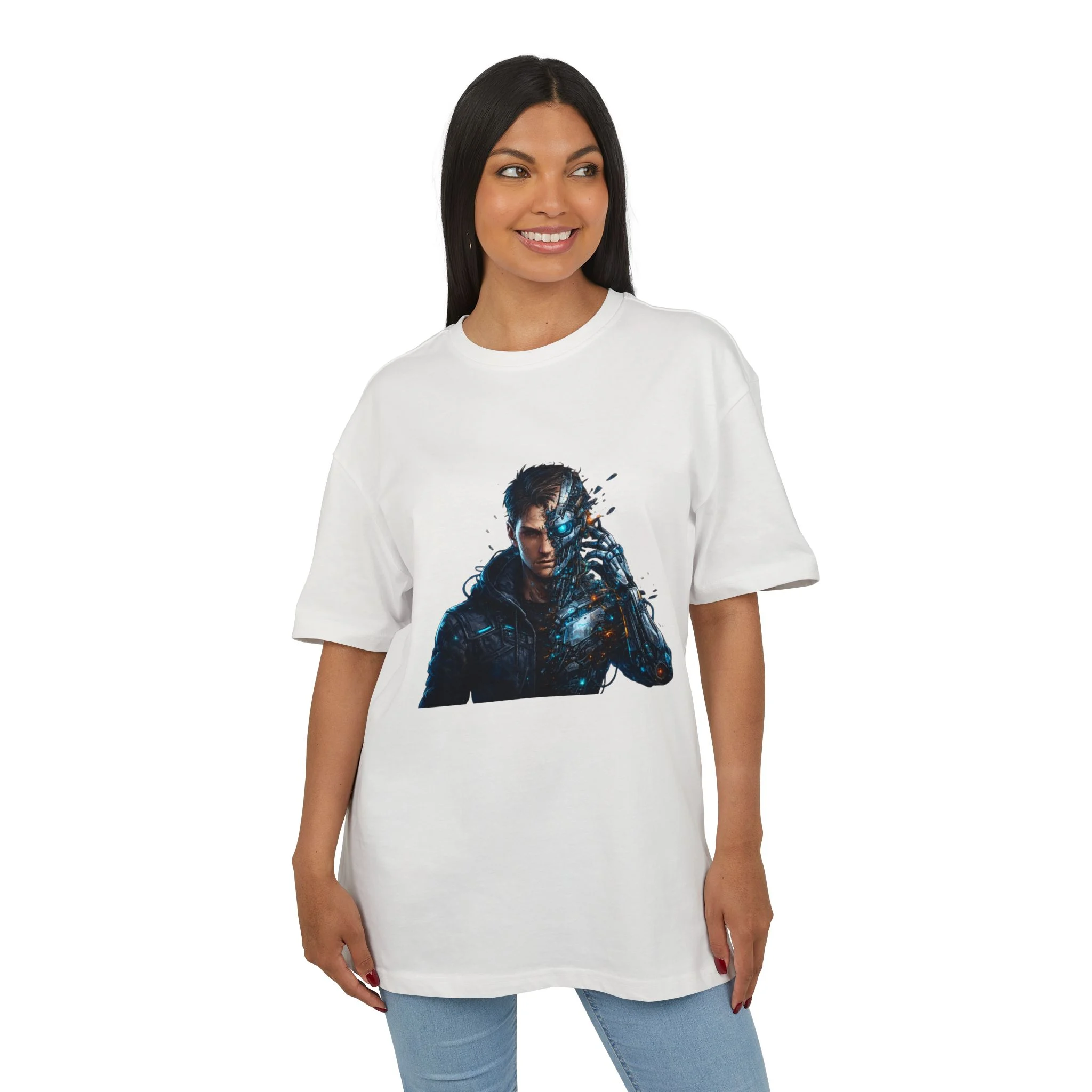 „Člověk se mění v robota – design“ - Cyberpunk Warrior T‑Shirt — Futuristic Sci‑Fi Graphic Tee - Obrázek 23