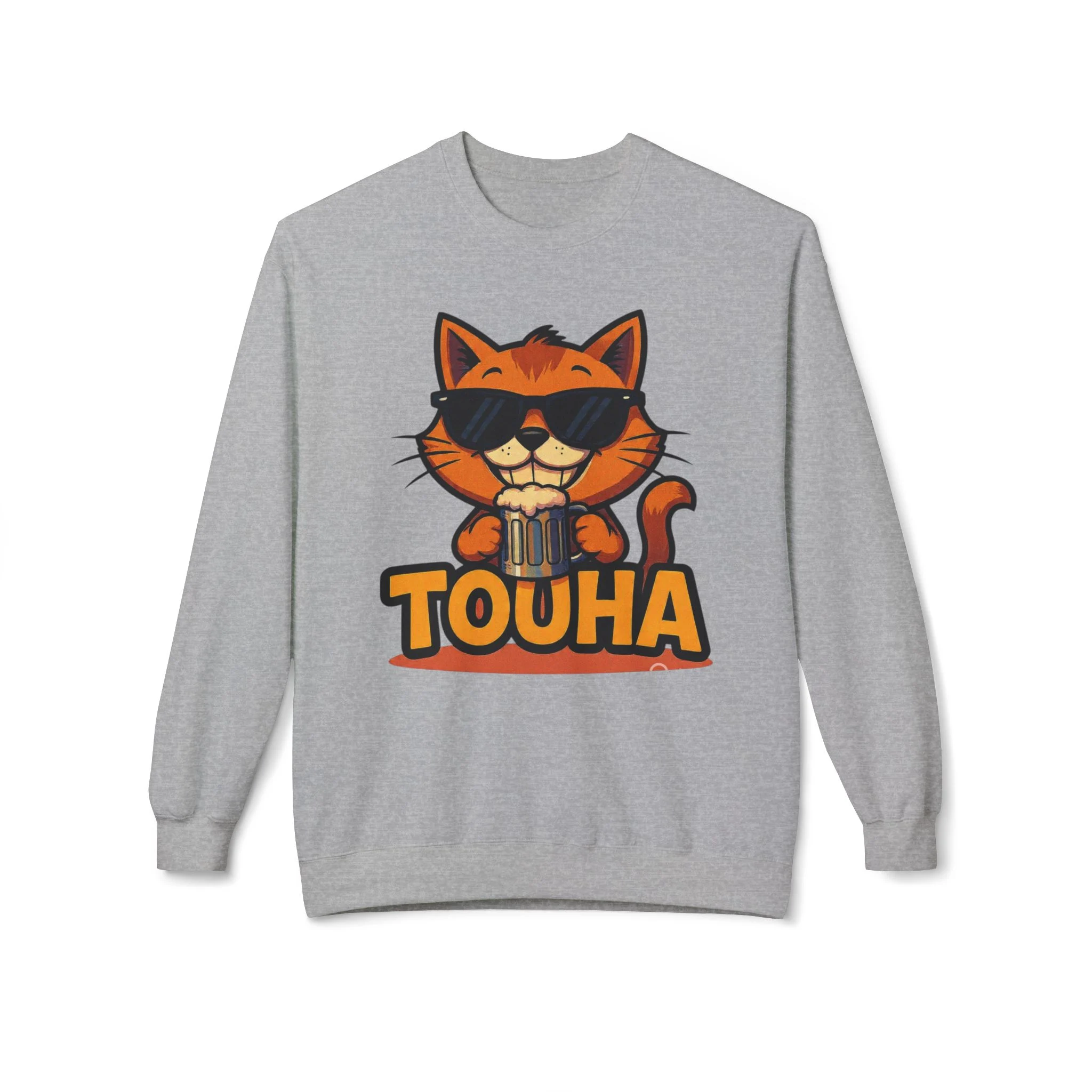 Touha Cat Crewneck Sweatshirt — Cute Sunglasses Cat Graphic - Obrázek 9
